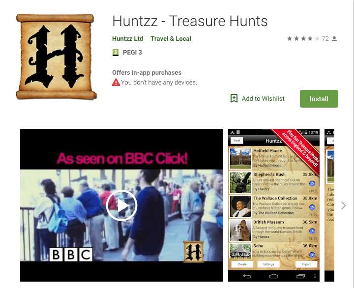Idee cacce al tesoro: l'app di Huntzz su Google Play.